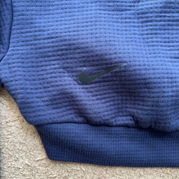 Nike Sweater Womens Small Crewneck Pullover Cropped Blue Logo Long Sleeve - Picture 7 of 9